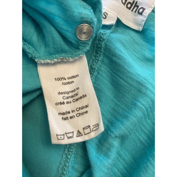 Neon Buddha S Tunic Top 3/4 Sleeve Embellished Button Turquoise Cotton Shirt - Picture 9 of 14